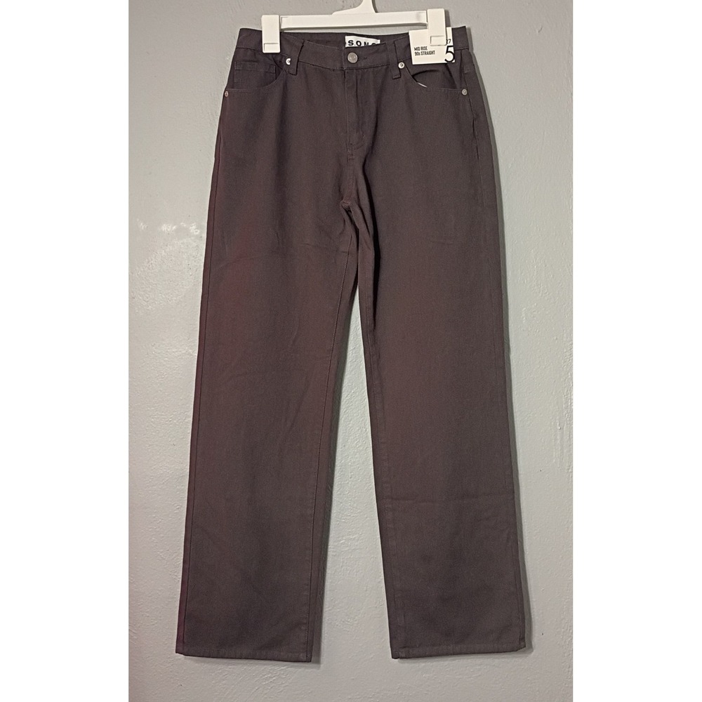S.O.N.G Jeans Women's 5/27 Mid Rise‎ 90's Straight Dark Gray NEW